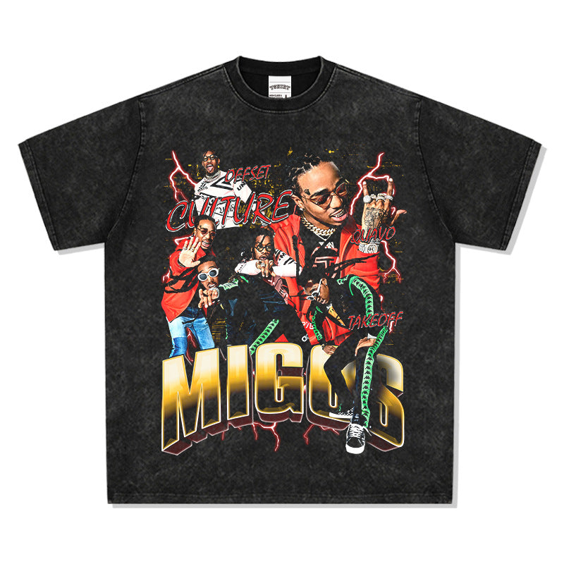 New york hip hop shop hip hop migos print vintage hiphop short sleeve t-shirt