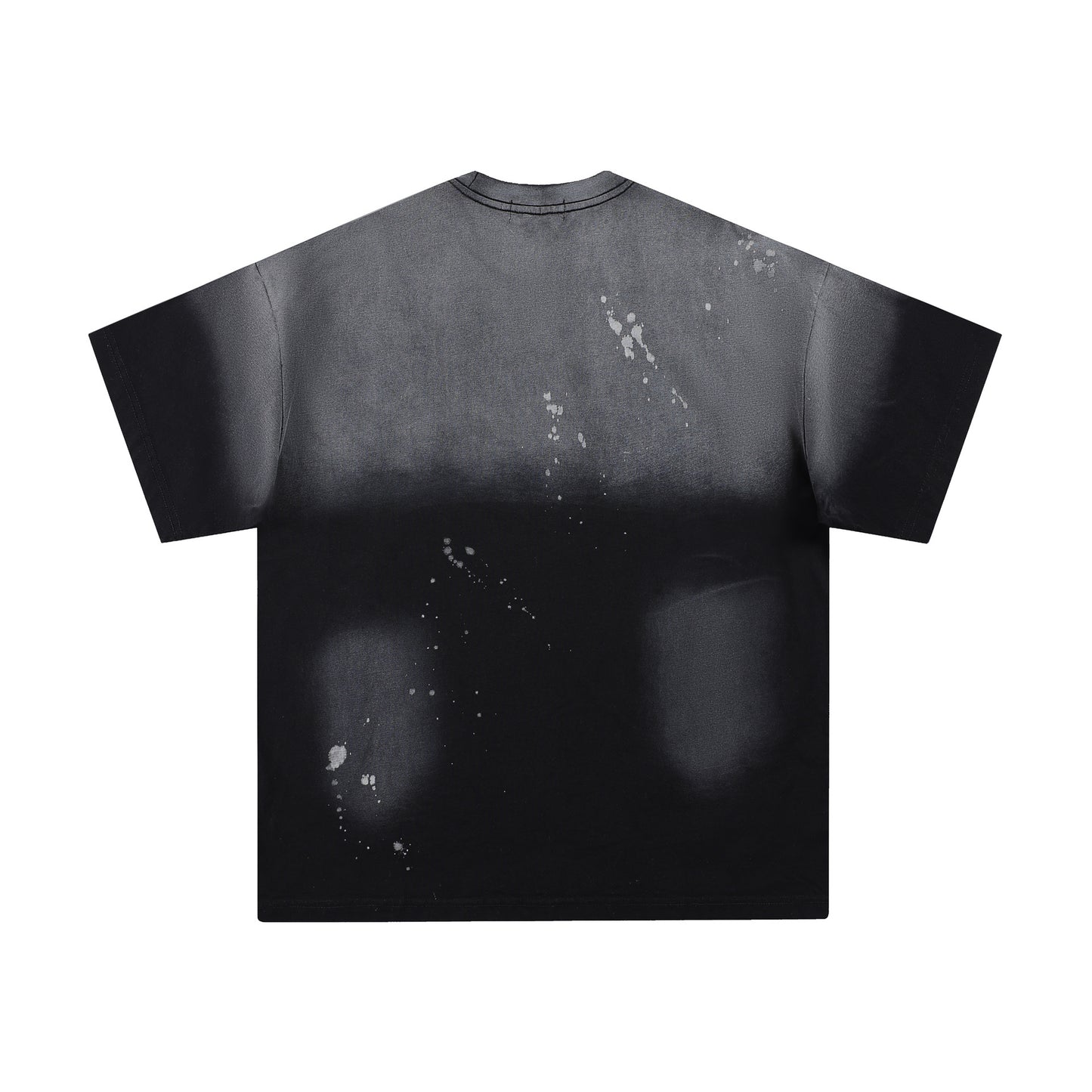 Hustle vintage summer gradual change color wash short sleeve T-shirt