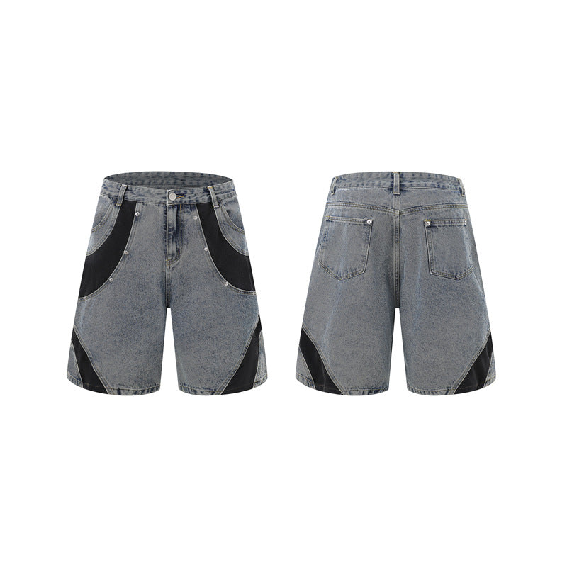 Stone Washed T shirt Retro Washed Short Sleeve Jeans Loose Casual