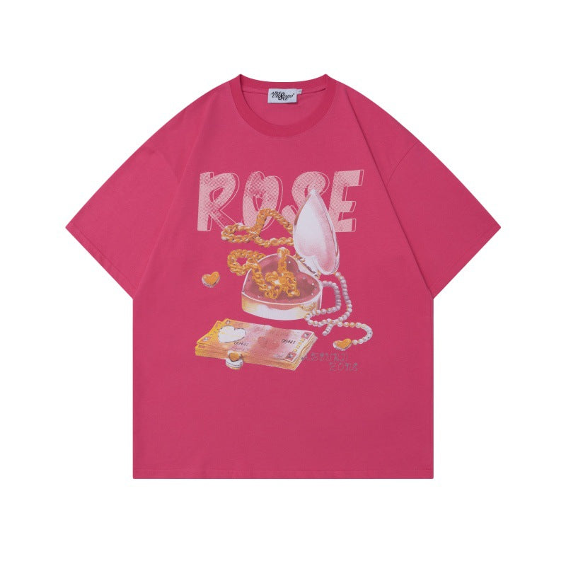 Camisetas streetwear Summer Vintage Alphabet Print Casual Loose Short Sleeve T-Shirt