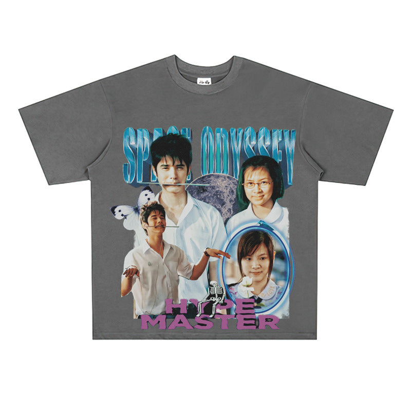 Film Star T Shirt Movie Surrounding First Love This Little Thing Loose Retro Street Cotton T-shirt Men and Women