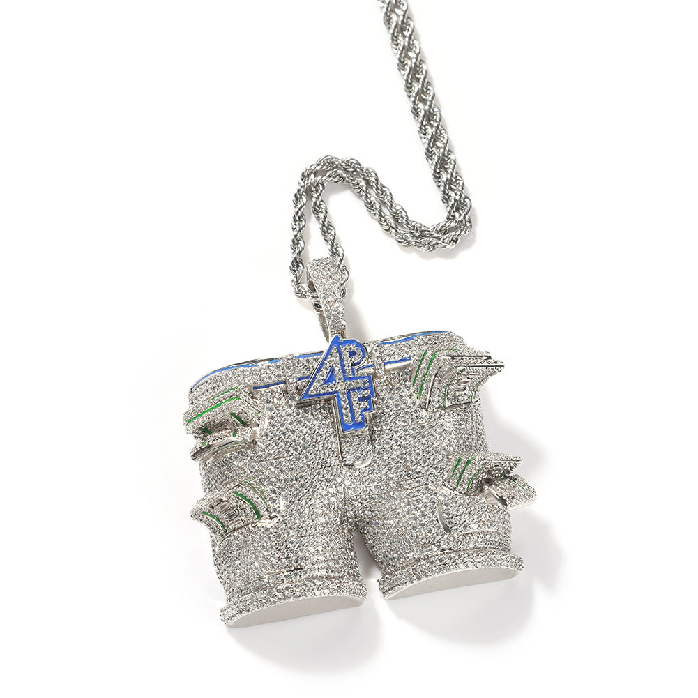 Jewelry 4PF Pants Pendant Necklace Zircon Royalty Far East