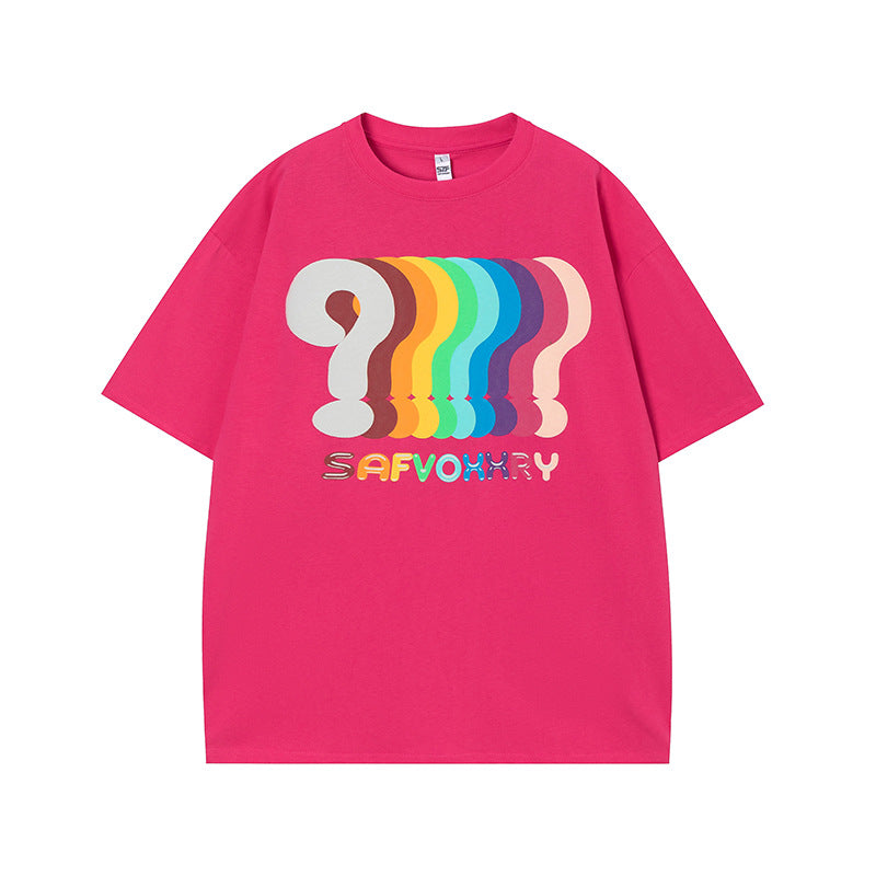 Vintage Tišö Rt Rainbow Question Mark Print Short Sleeve T-Shirt
