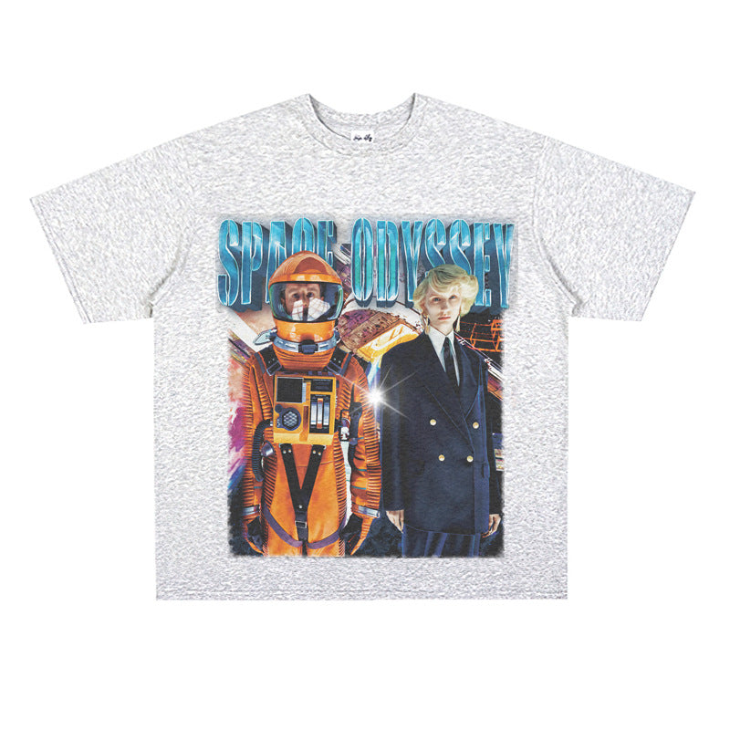 Film Star T Shirt Movie 2001 Space Roaming Printing Personalized Cotton Short Sleeve Loose round Neck Retro T-shirt
