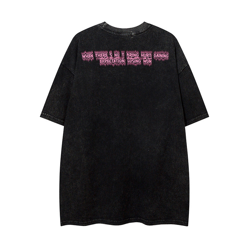Vintage T Shirts Hip Hop Old Short Sleeve T-Shirt Summer Loose Graffiti Print