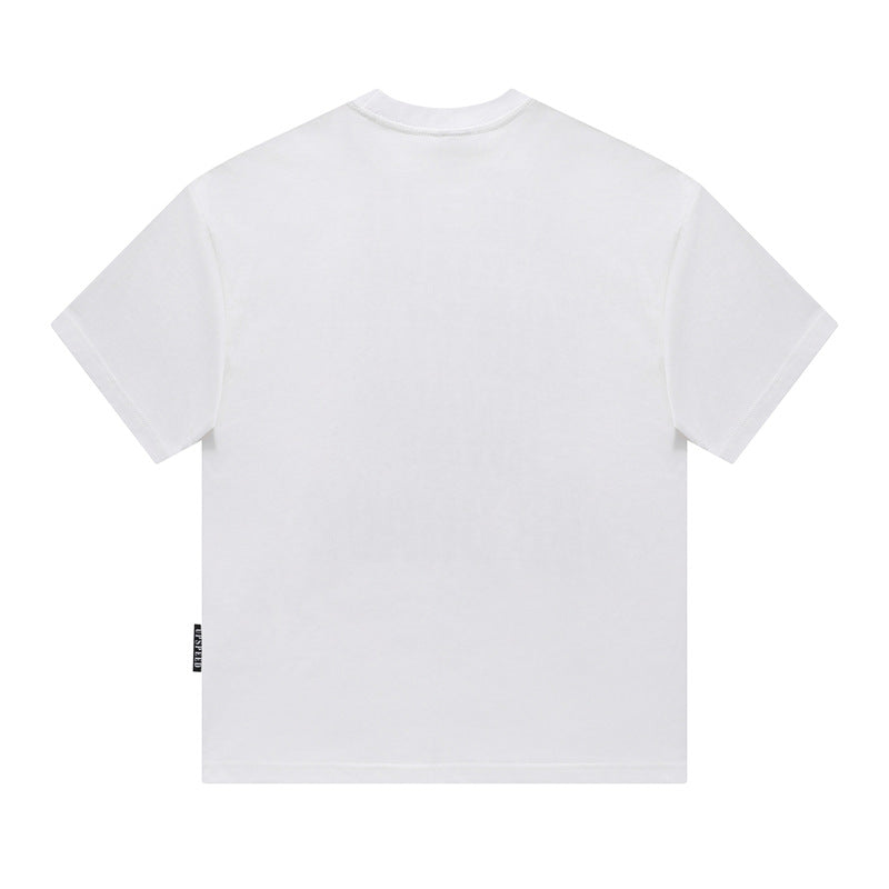 Camisas Retros Ink Letter Print Design Short Sleeve Loose T-Shirt