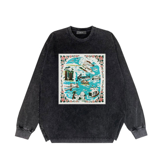 Amiri Long Sleeve Shirt Vintage T Shirt Washed and Worn Vintage Long Sleeve T-shirt