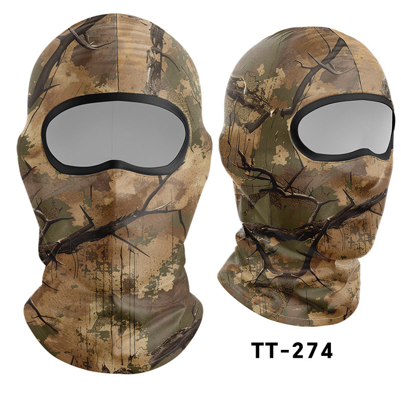 Cycling Windproof Hood Bionic Camouflage Printed Ice Silk Sunscreen Mask