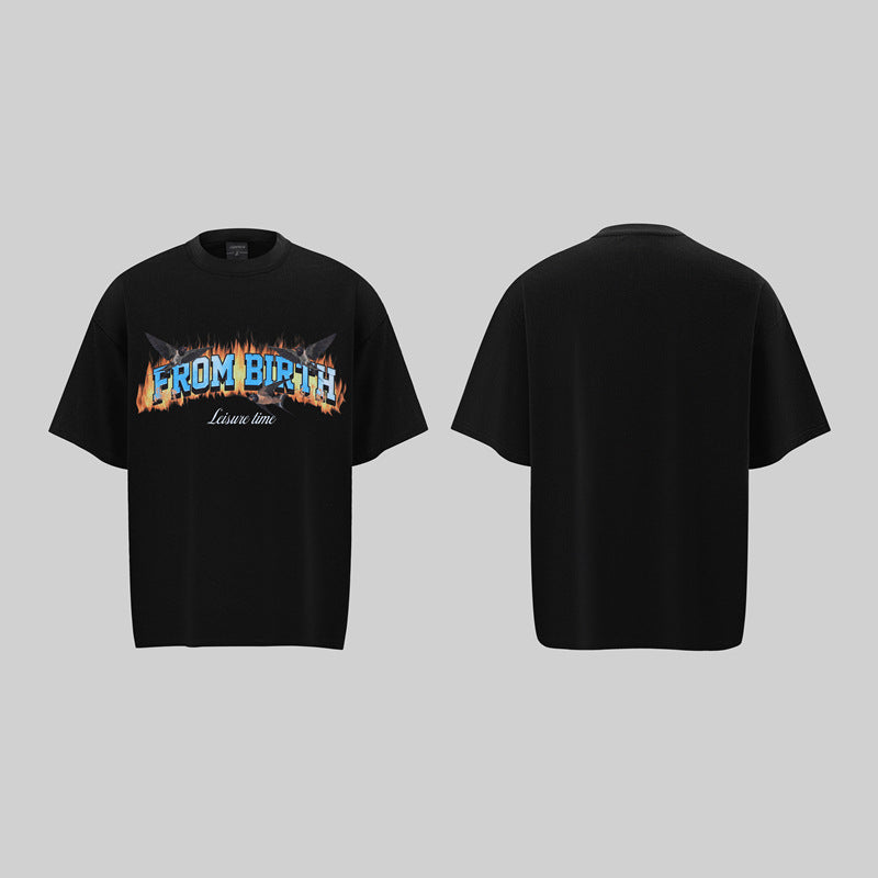 Camisas Retros Loose Crew Neck Short Sleeve T-Shirt