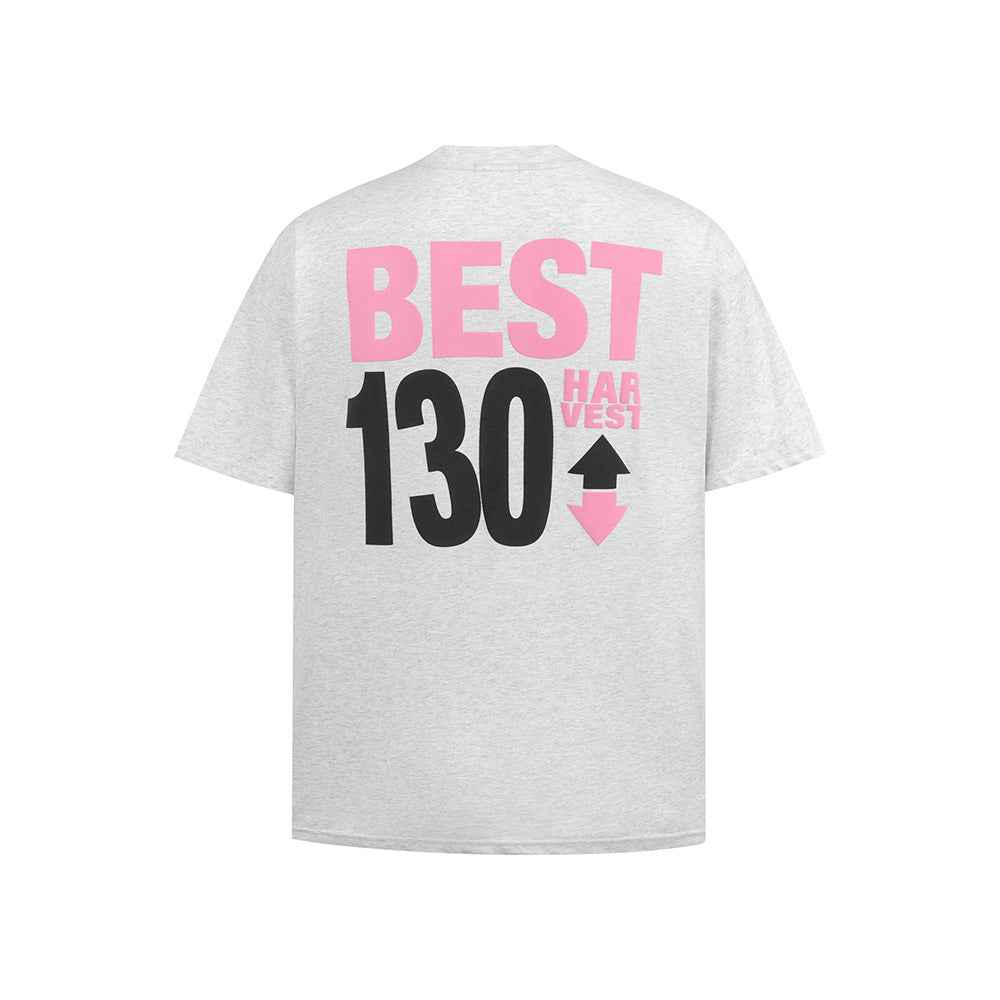 New York Hip Hop Style Vintage Floral Embroidery Crew Neck Short Sleeve T-Shirt