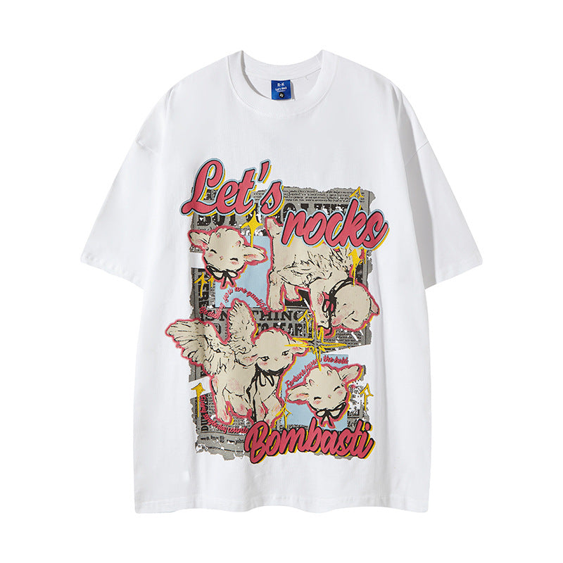 Nyc 1990 Shirt Retro Washing T-Shirt Men's Loose Casual Old Men's Short Sleeve T-Shirt