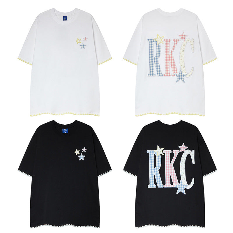 Nyc 1990 Shirt Vintage Star Embroidered Short Sleeve T-Shirt