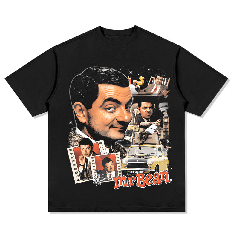 Streetwear masculino comedian bean atkinson print short sleeve t-shirt