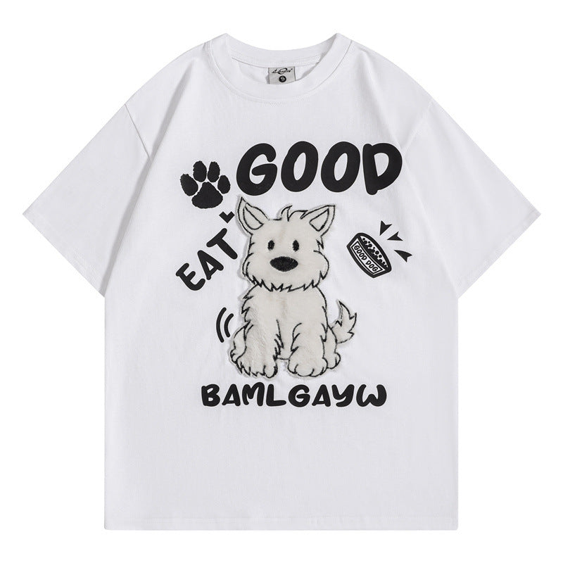Camisetas Streetwear Summer Vintage Dog Cartoon Casual Loose Short Sleeve T-Shirt