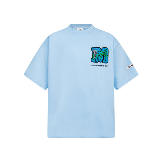 Hip Hop Clothes New York Vintage Alphabet Coconut Embroidered Short Sleeve T-Shirt