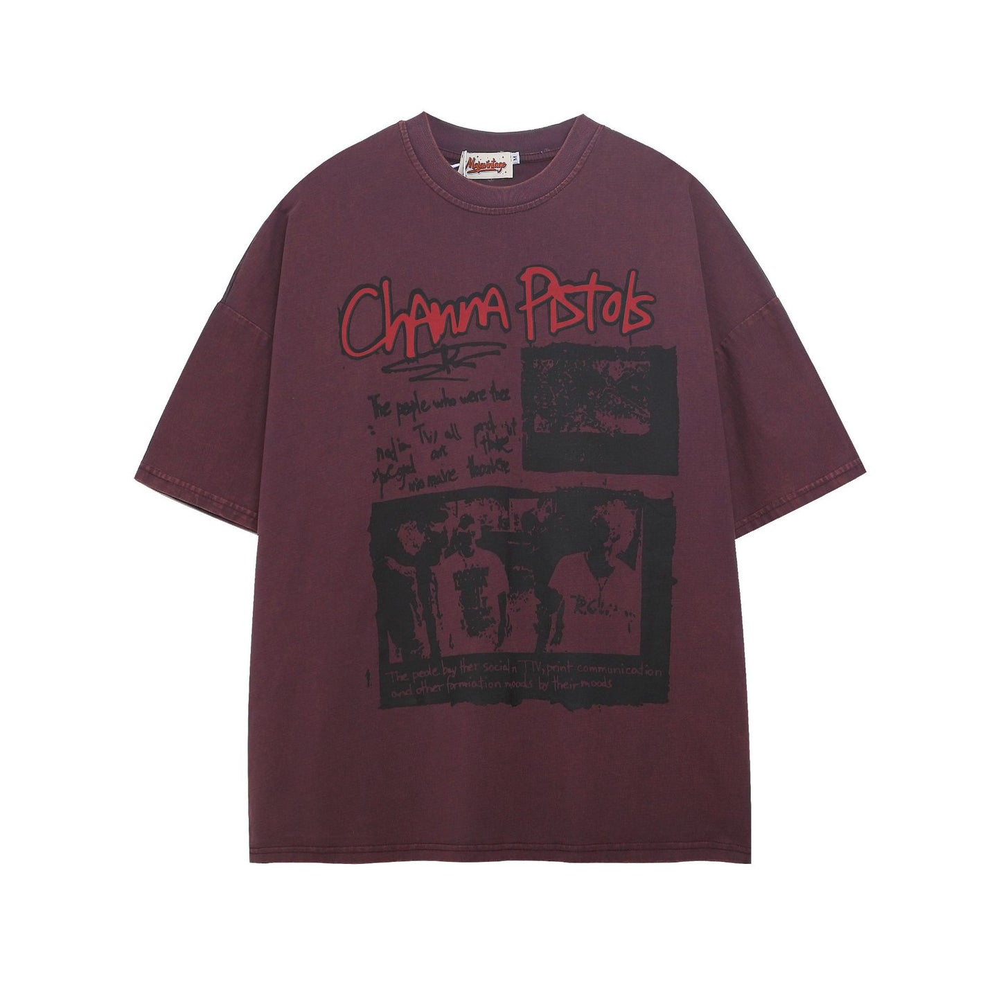 Hip Hop Clothing Summer Short Sleeve Vintage Hip Hop Wash T-Shirt