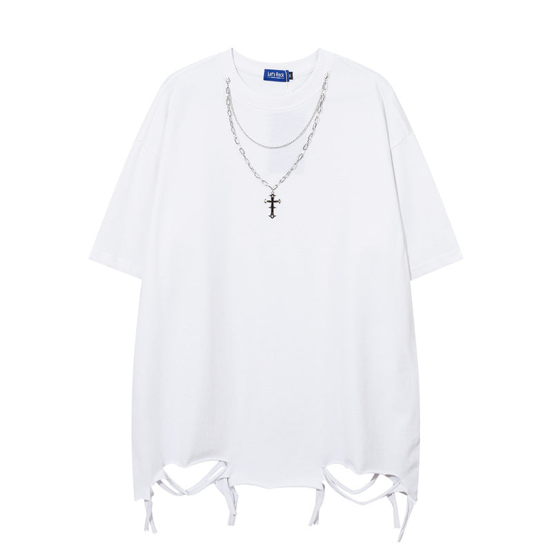 Camisas Retros Necklace Short Sleeve T-Shirt