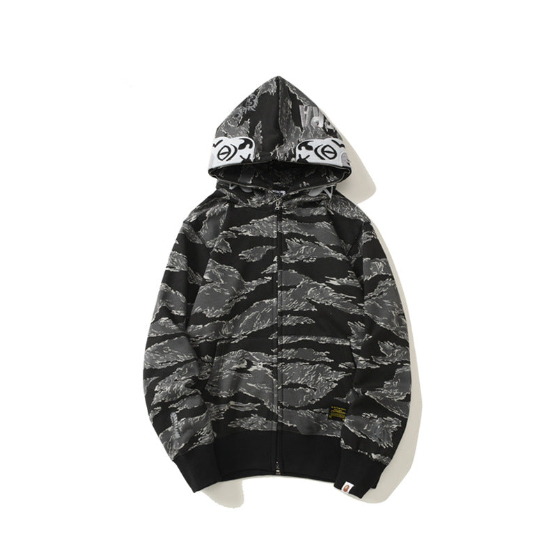Ape Hoodie Embroidered Tiger Camo Tiger Hooded Cardigan Shark Sweater Jacket