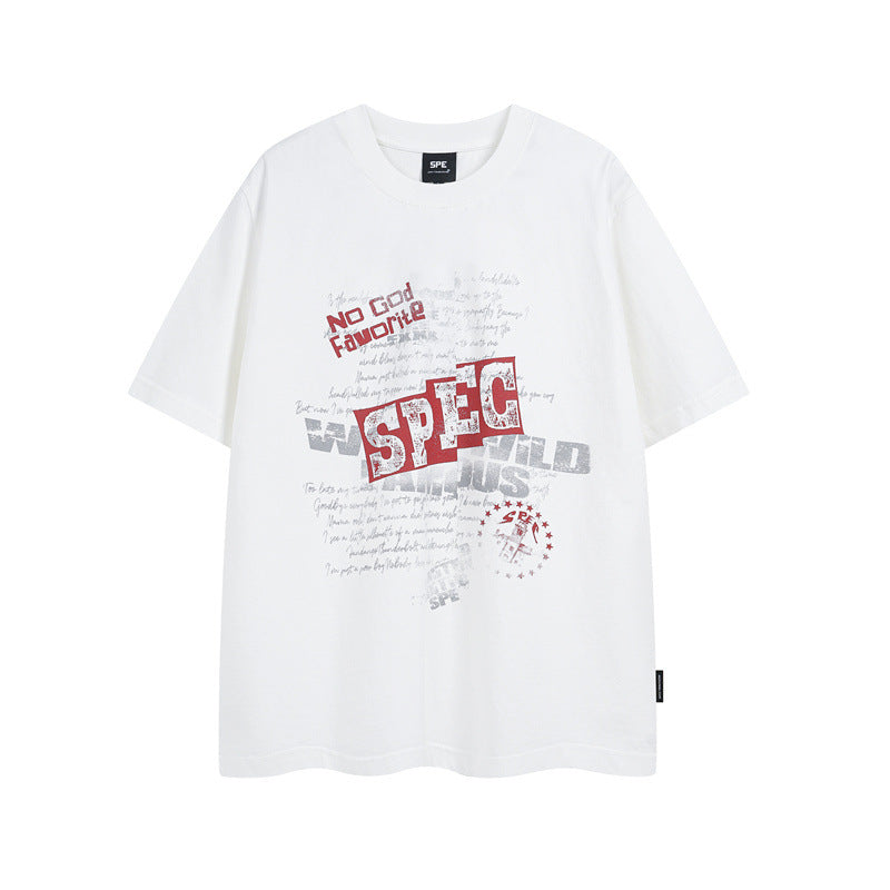 Casual Street Wear Old Short Sleeve T-Shirt Loose Casual T-Shirt Top