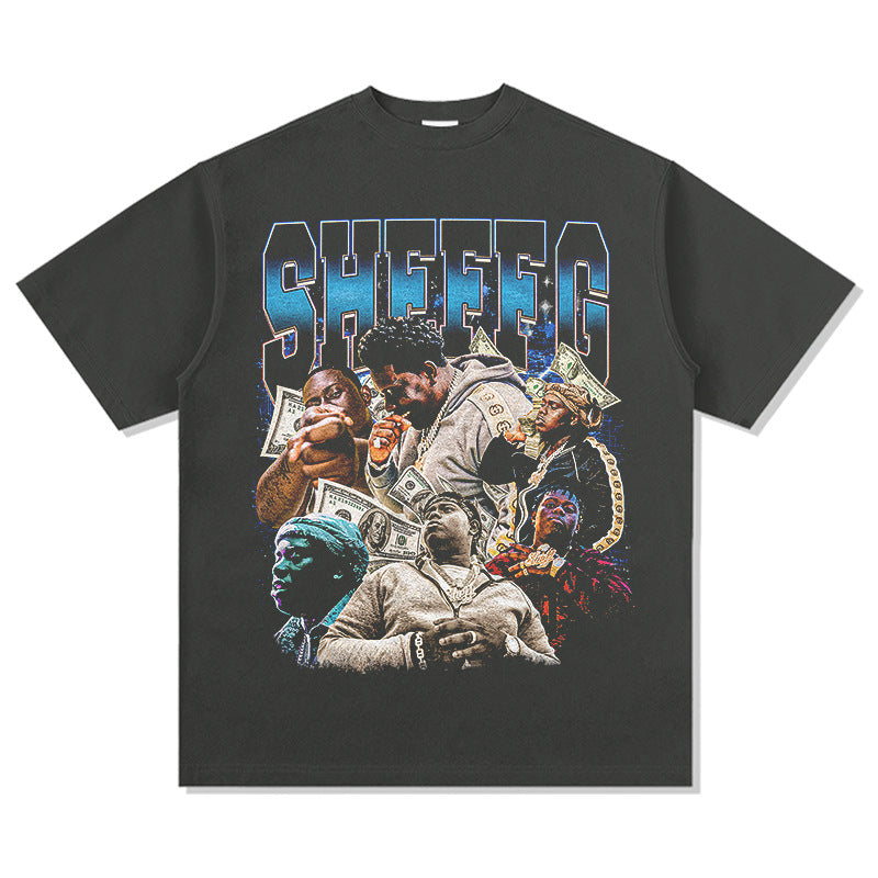 Outfit streetwear retro hip hop Sheffield SheffG print short sleeve t-shirt