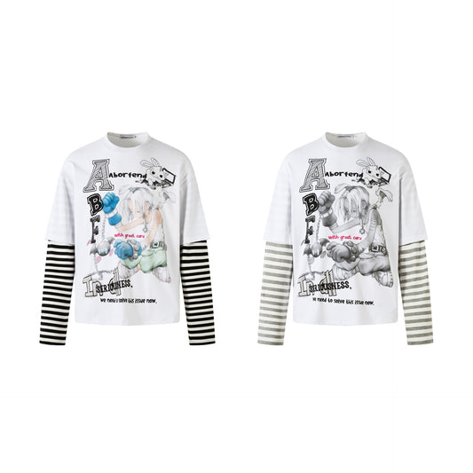 Unisex long-sleeved shirt autumretro round neck