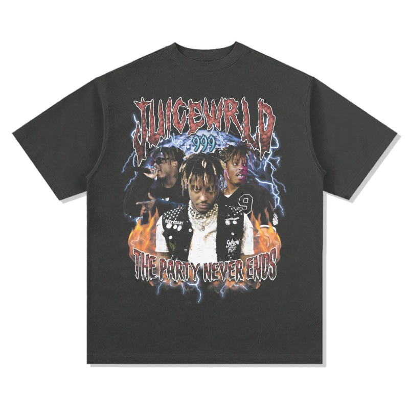 Streetwear masculino Juice Wrld hip hop print long sleeve short sleeve vintage T shirt