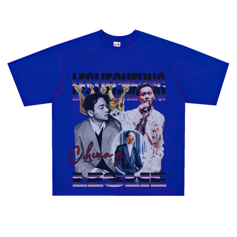 Film Star T Shirt Loose Heavy Retro Street Cotton American T-shirt Men and Women