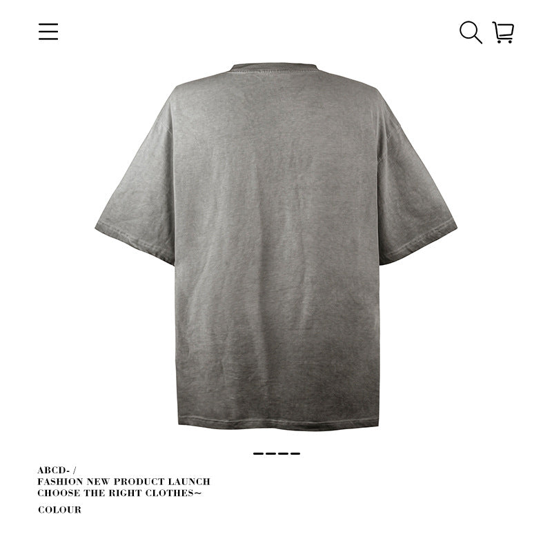 American vintage street T-shirt pure cotton retro men's and women's summer loose half sleeves