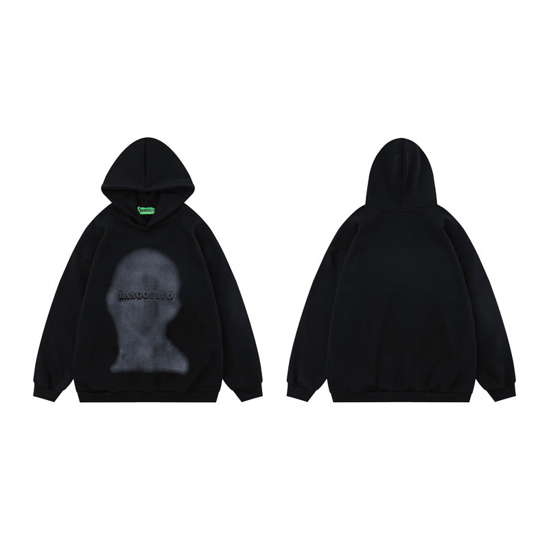 Streetwear Hoodie Vintage Abstract Character Print Hooded Sweater