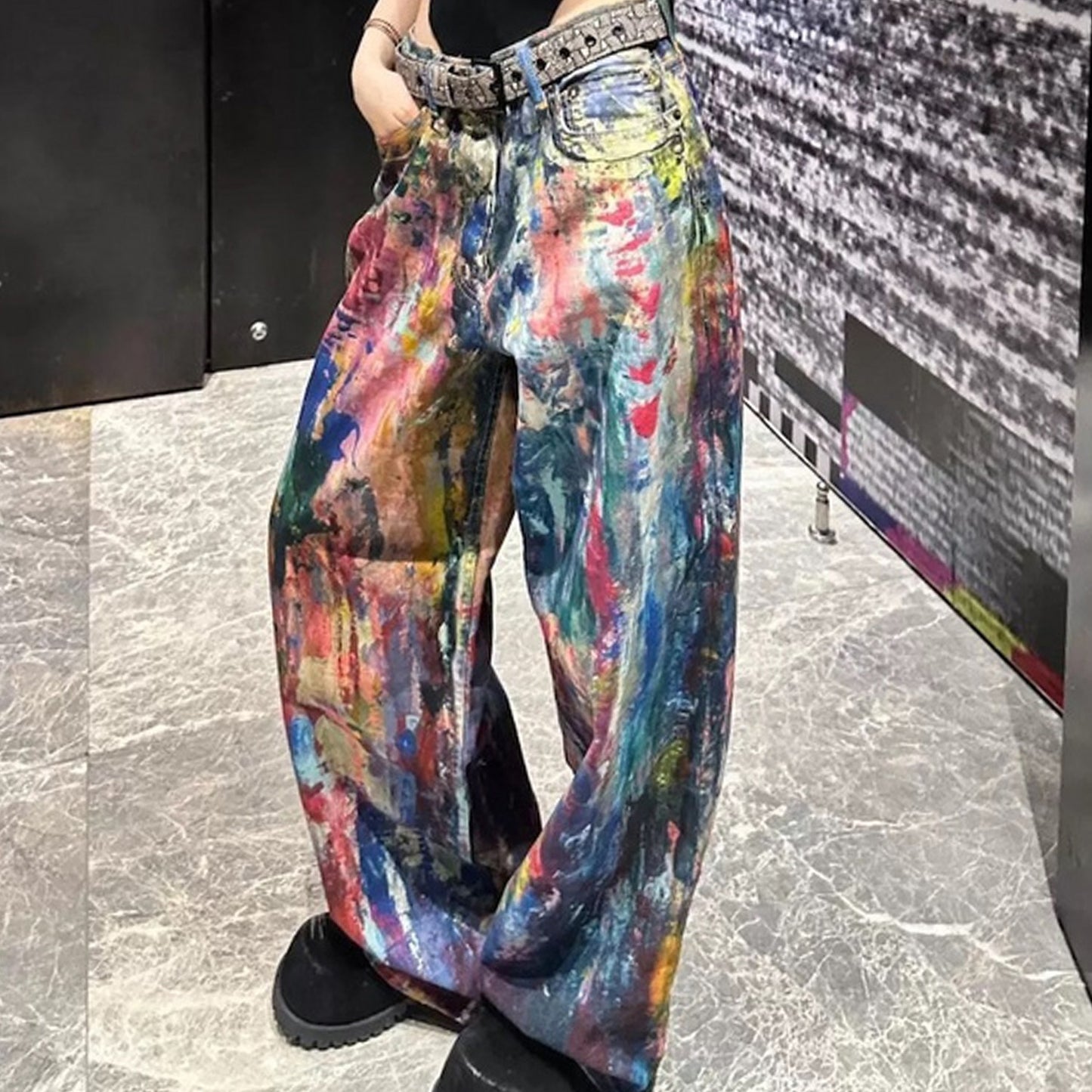 Rock Revival Jeans Rainbow Oil Painter Jeans Men's Straight Pants