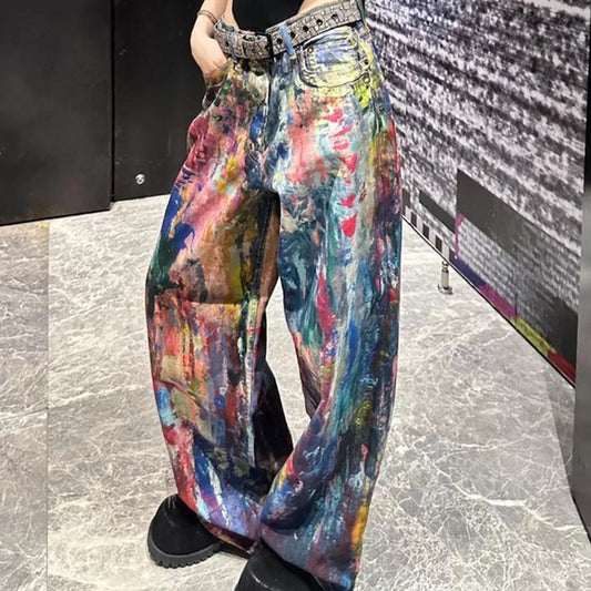 Rock Revival Jeans Rainbow Oil Painter Jeans Men's Straight Pants
