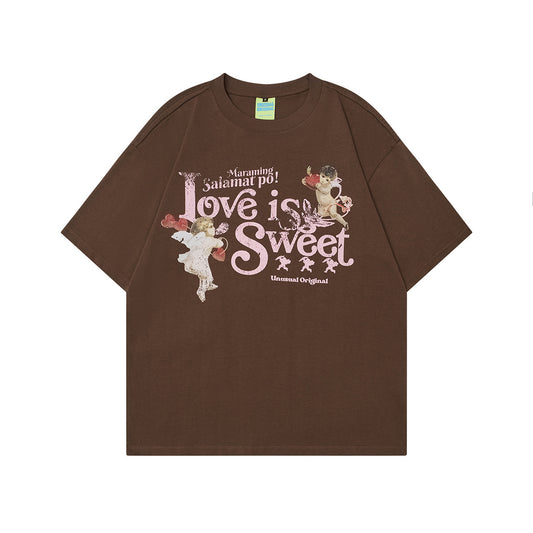 Unisex T-shirts Summer Angel Fun Cartoon Men's Loose Short Sleeve T-Shirt