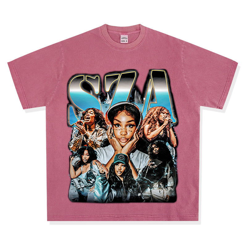 New york hip hop shop vintage hip hop sza print short sleeve t-shirt