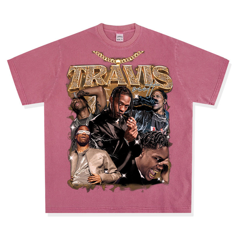 New york hip hop shop hip hop TRAVIS SCOTT print short sleeve t-shirt