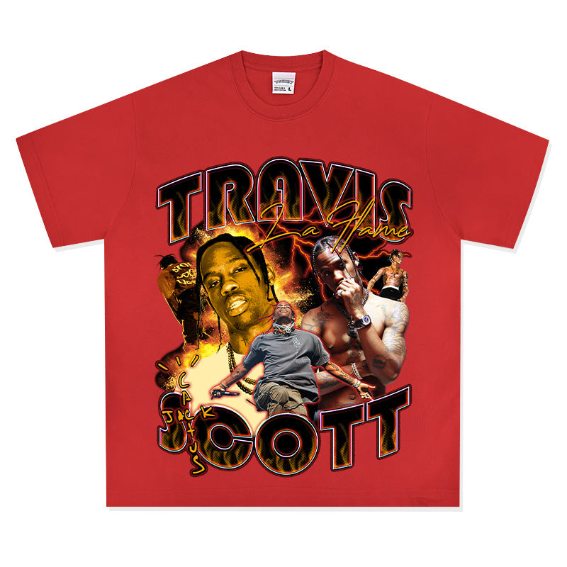 Outfit streetwear vintage hip hop travis scott print short sleeve t-shirt vintage