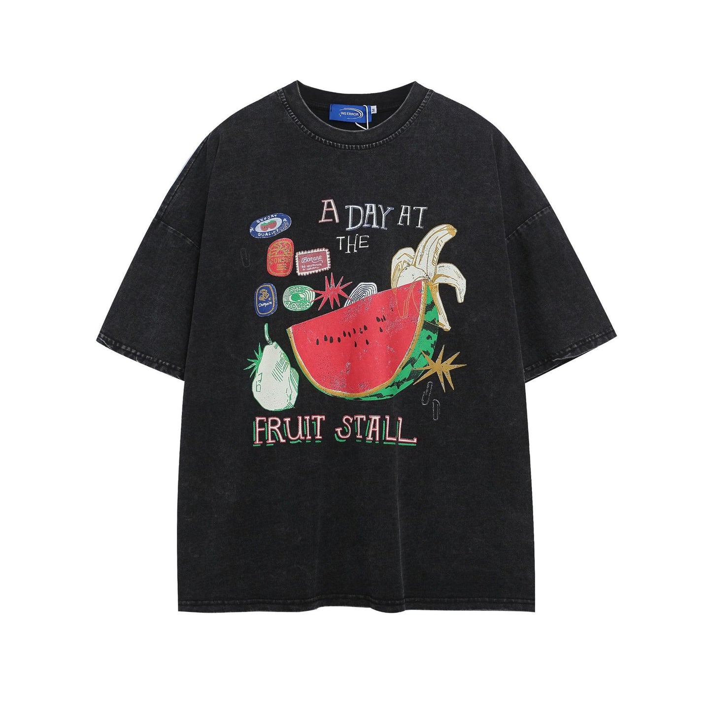 Hustle vintage summer wash t-shirt print short sleeves