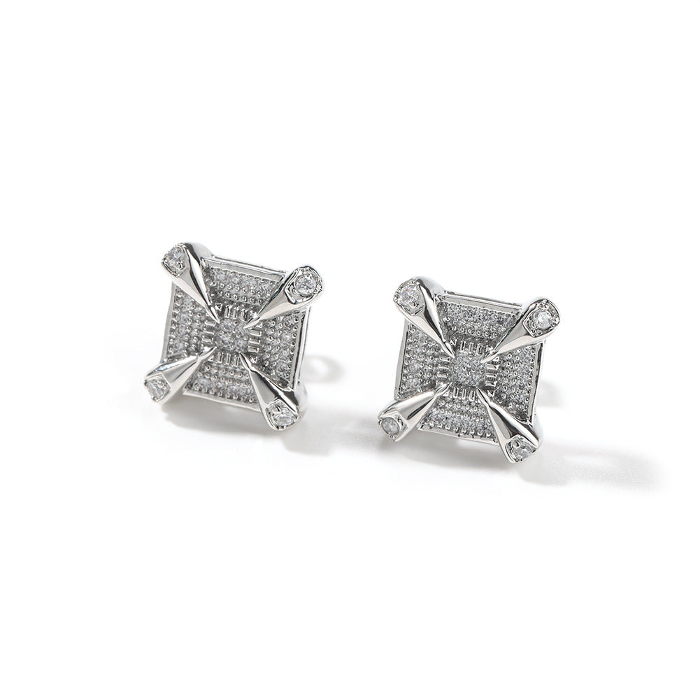 Earrings Zircon Square Earrings Spectrum