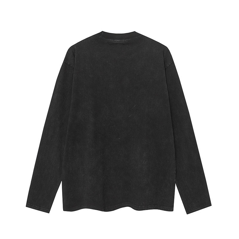 Marcas De Streetwear Crew Neck Patch Embroidered Long Sleeve T-Shirt