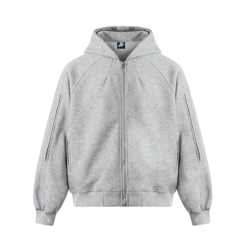 Streetwear Hoodie Vintage Washed Old Hooded Sweater Loose Zip Cardigan Jacket