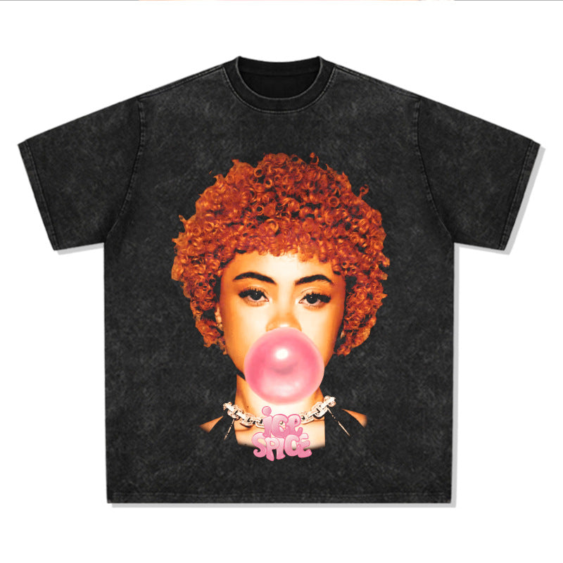 Streetwear masculino hip hop rap Ice Spice print long sleeve short sleeve t-shirt