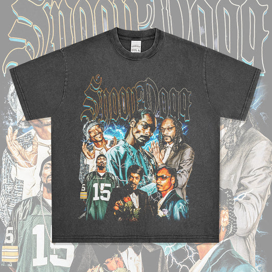 Streetwear masculino vintage hip hop Snoop Dogg print short sleeve t-shirt