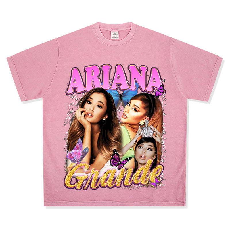 Streetwear masculino Ariana Grande print T-shirt