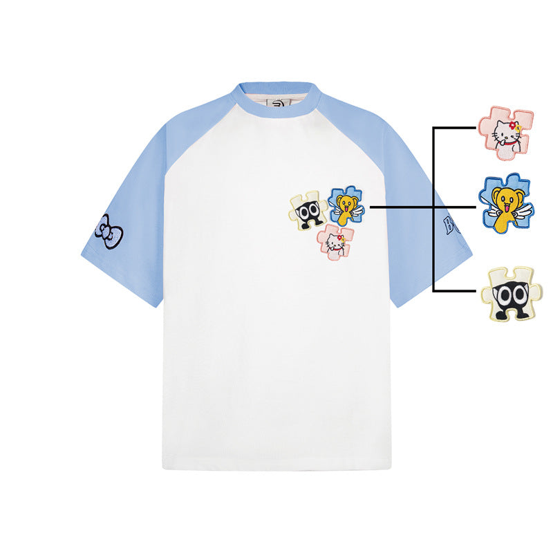 Casual Street Wear Embroidered Short Sleeves