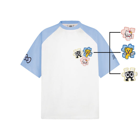 Casual Street Wear Embroidered Short Sleeves