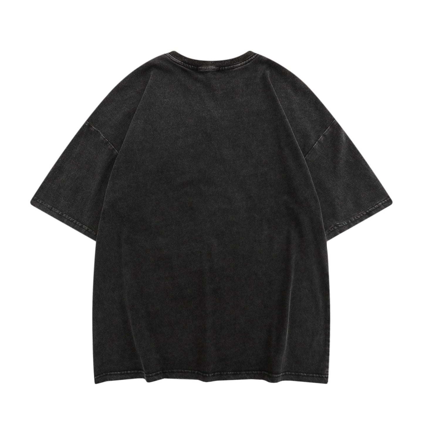 Hustle vintage washed old t-shirt retro letter print short sleeve