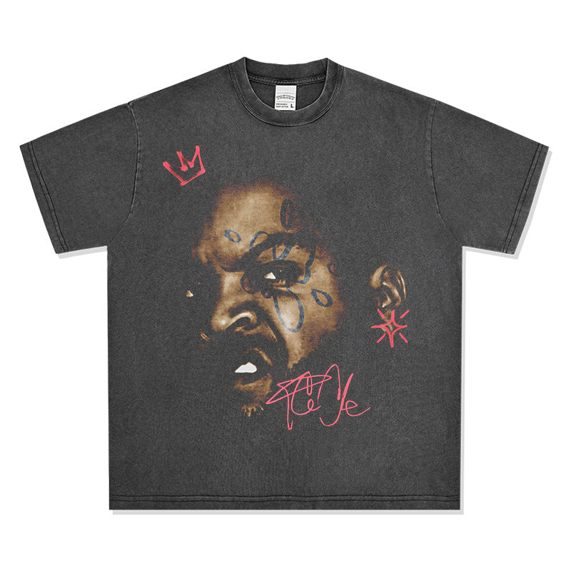 Streetwear masculino vintage hip hop Ice Cube print short sleeve t-shirt