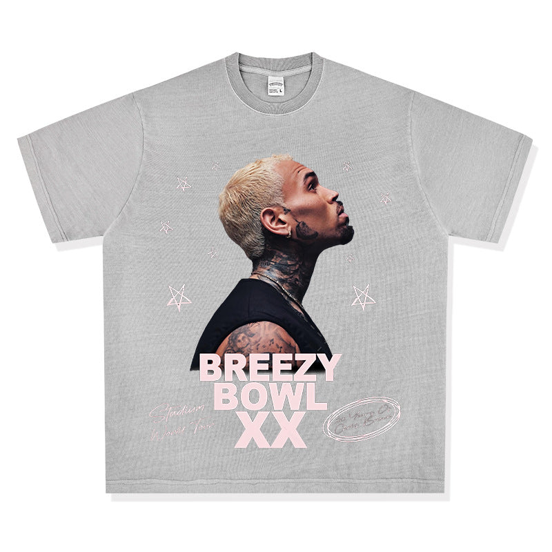 New york hip hop shop vintage hip hop Chris Brown print short sleeve t-shirt
