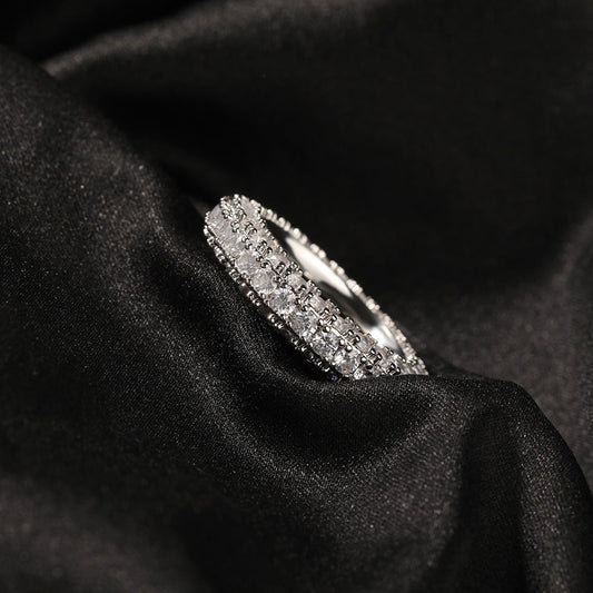 Rings Simple Three-Sided Zircon Design Hip Hop Ring St. Valentine's