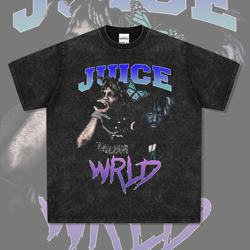Cool t rapper hip hop rapper JUICE WRLD print short sleeve t-shirt VINTAGE