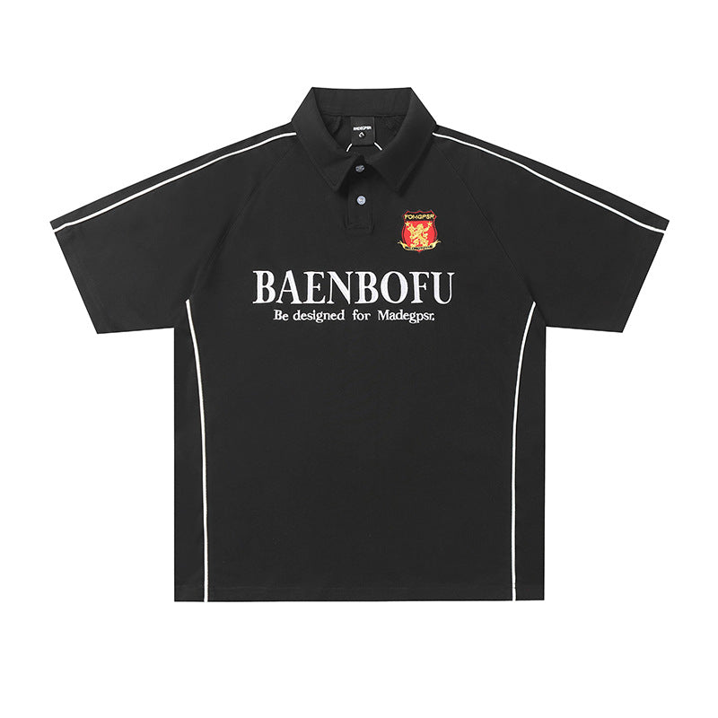 Hip Hop Clothing Summer T-Shirt Short Sleeve Sweatshirt Embroidered Lapel Polo Shirt
